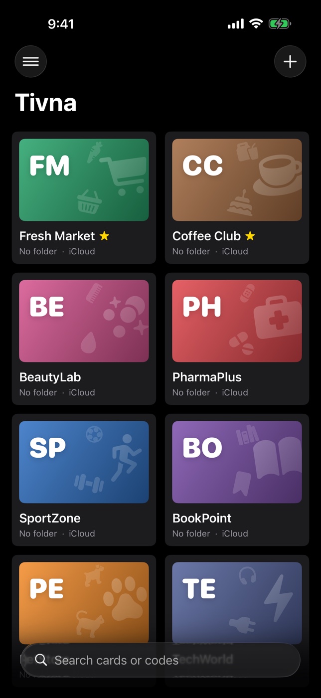 Tivna library in dark mode